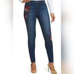 Gloria Vanderbilt embroidered rose jeans size 10